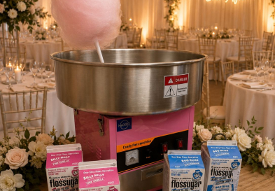 Taylor Event Co. - freshly made candy floss served at event entertainment stand
