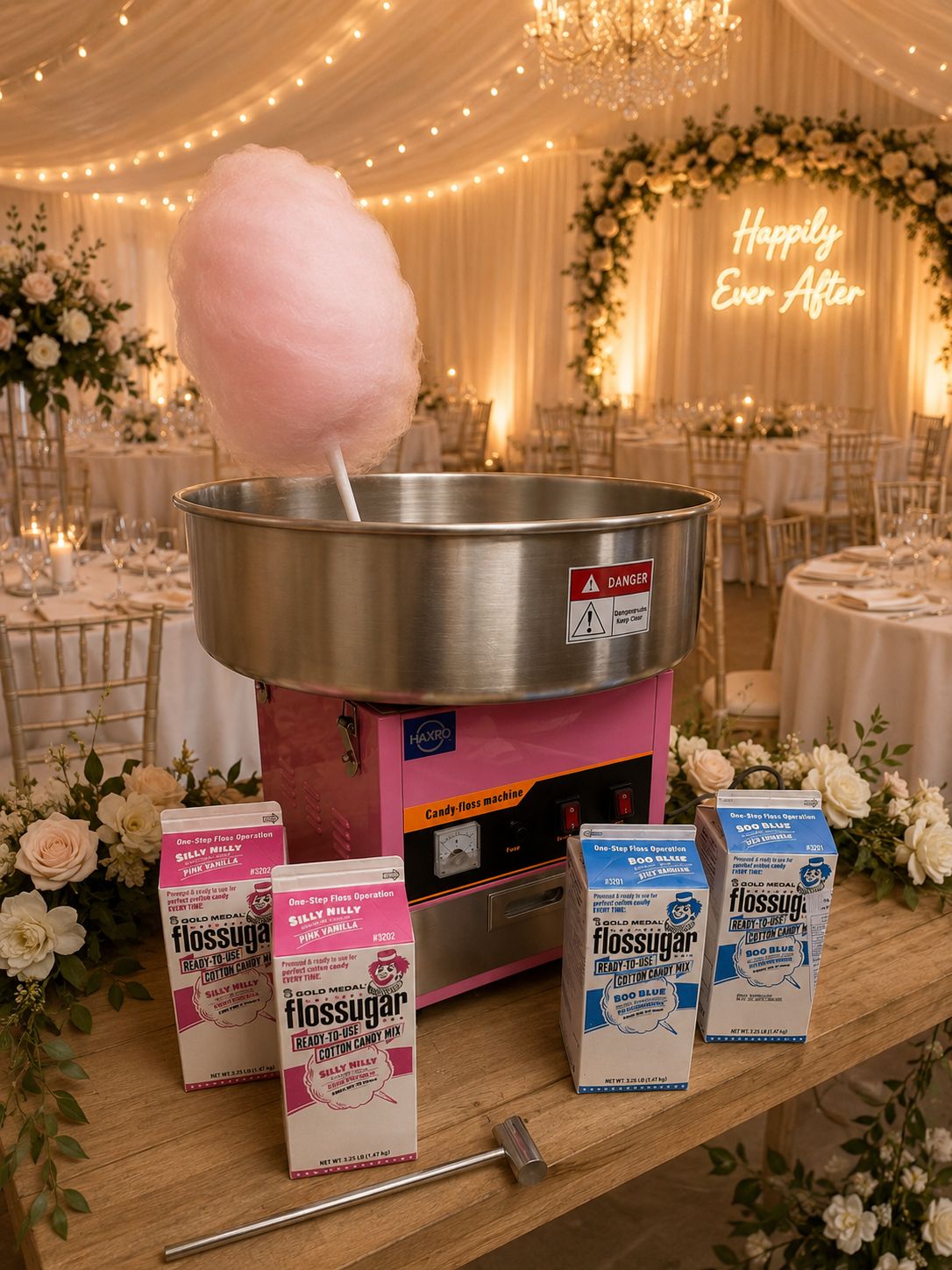Taylor Event Co. - freshly made candy floss served at event entertainment stand