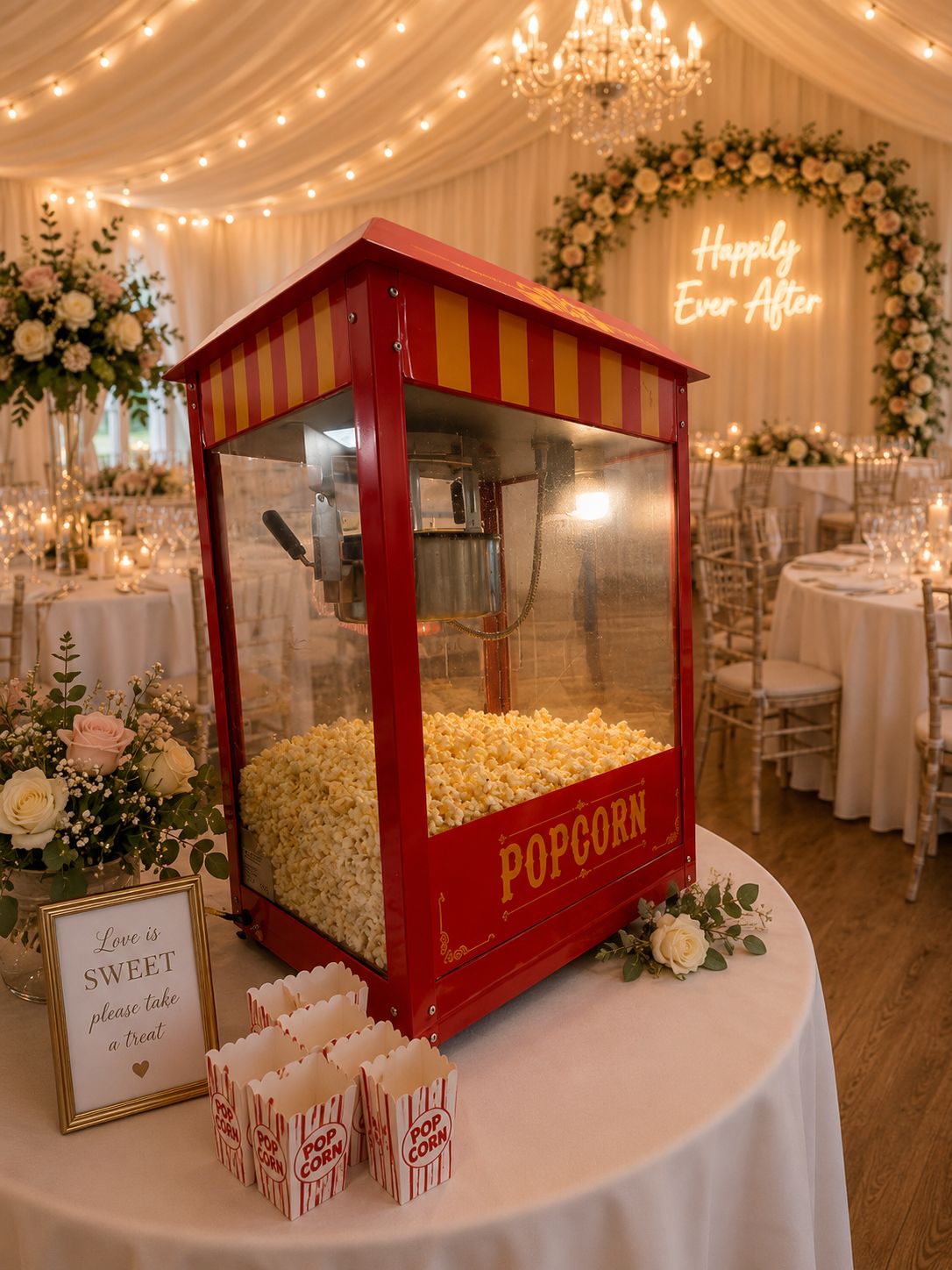 Taylor Event Co. - freshly made popcorn served at event entertainment stand